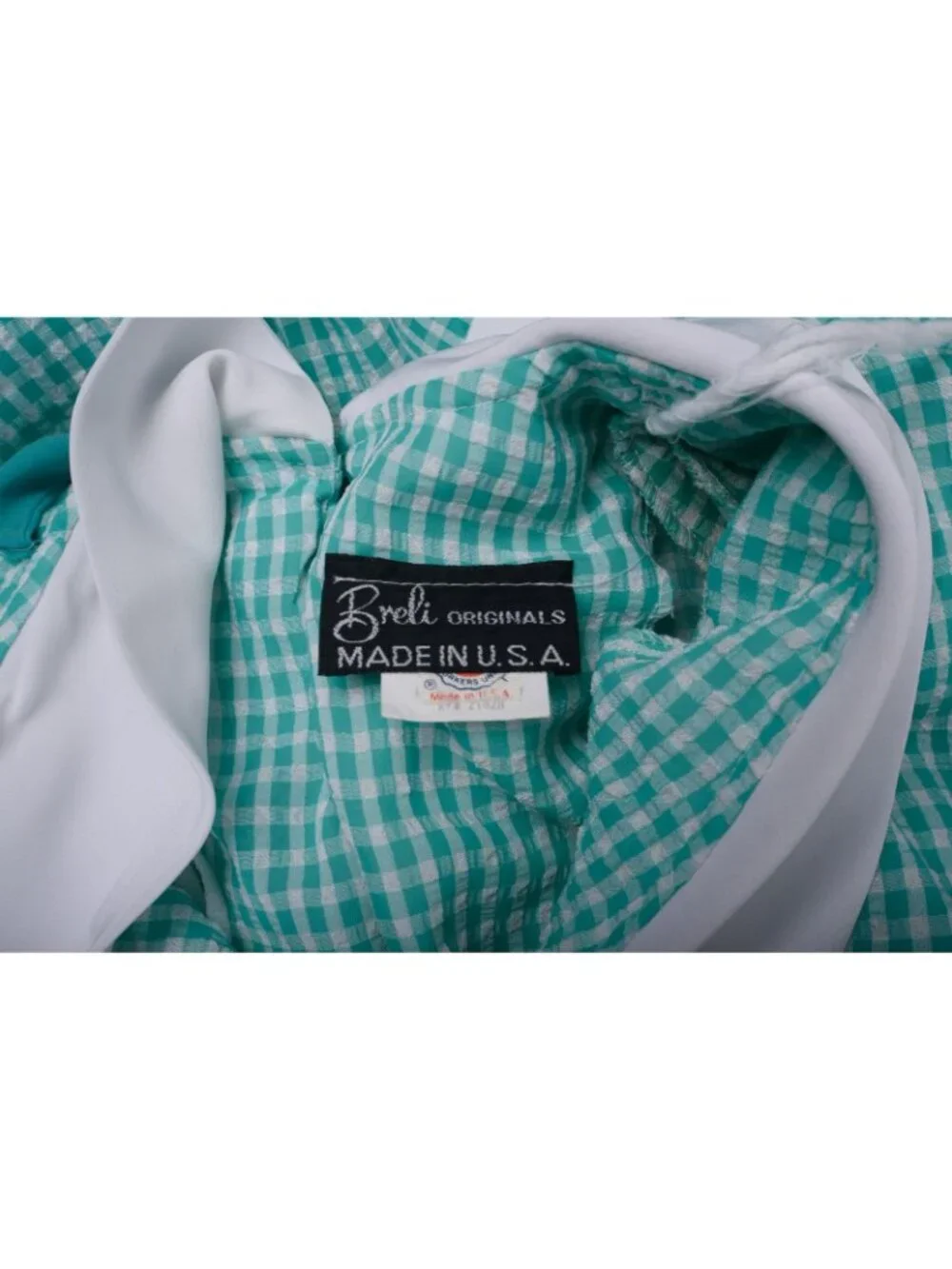 Vintage Breli Originals Womans Dress Size 10 blue Green Gingham Check Peter pan - Picture 6 of 6